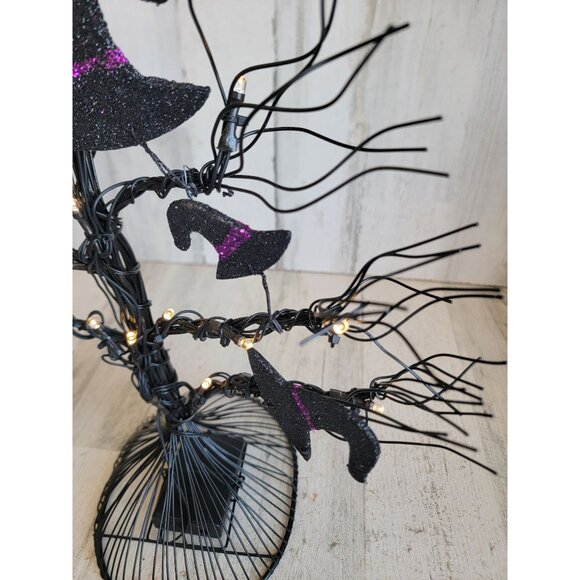Halloween black wire tree light up witch hat home decor prop glitter unique - Picture 8 of 10